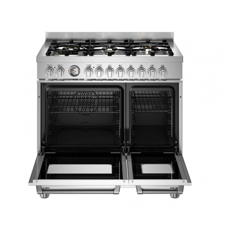 BERTAZZONI MAS96L2EXT Κουζίνα Ηλεκτρική με 2 Φούρνους και Εστίες Αερίου 90cm Inox